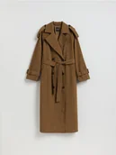 Moda i Uroda OUTLET - Reserved - Długi trencz z paskiem - brązowy - miniaturka - grafika 1