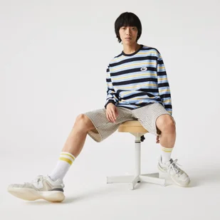 Lacoste Męski tradycyjny bawełniany T-shirt Loose Fit w paski - Koszulki męskie - miniaturka - grafika 1