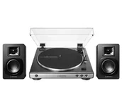 Gramofony - Audio-Technica AT-LP60XUSB Automatyczny Napęd paskowy Przedwzmacniacz Czarno-srebrny + Kolumny AT-SP3X - miniaturka - grafika 1