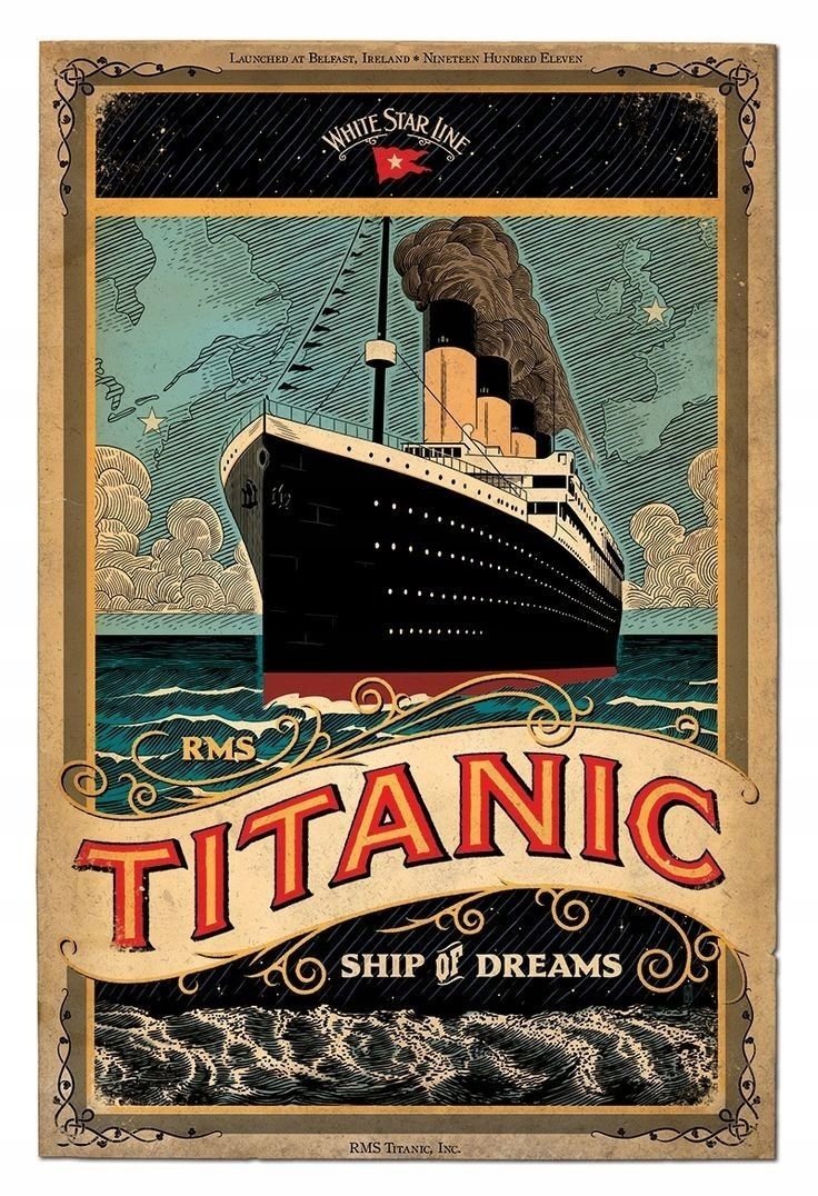 PUZZLE Retro Vintage Titanic + IMIĘ Pudełko 120 el.
