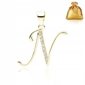 Biżuteria dla dzieci - ZŁOTA ZAWIESZKA WISIOREK LITERKA N POZŁACANA SREBRO PRÓBY 925/585 PREZENT - miniaturka - grafika 1