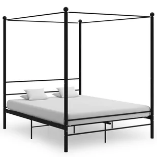 vidaXL Lumarko Rama łóżka z baldachimem, czarna, metalowa, 160 x 200 cm 325063 - Łóżka - miniaturka - grafika 1