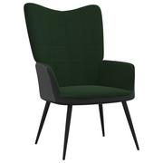 Fotele - vidaXL Fotel ciemnozielony obity aksamitem i PVC 327811 - miniaturka - grafika 1