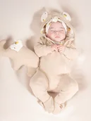 Pajacyki dla niemowląt - Niemowlęcy pajac dresowy uroczy beżowy Nicol,r.86 - miniaturka - grafika 1