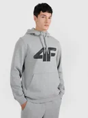 Bluzy męskie - 4F Bluza dresowa nierozpinana z kapturem męska - szara XXL - miniaturka - grafika 1
