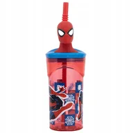 Kubki dla dzieci - SPIDERMAN MARVEL KUBEK SZKLANKA ZE SŁOMKĄ 3D - miniaturka - grafika 1