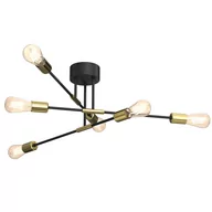 Lampy sufitowe - Luminex Flame 3907 lampa wisząca zwis 6x60W E27 czarna/złota - miniaturka - grafika 1