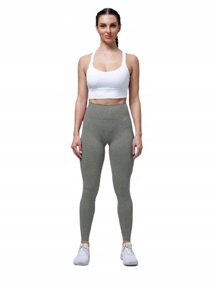 Shein Damskie Szare Legginsy Sportowe Długie Dopasowane S 1Db