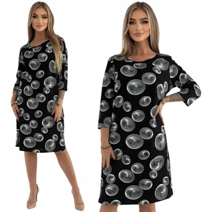 ŚLICZNA BAWEŁNIANA SUKIENKA W BIAŁY WZÓR ROZMIAR 44 POLSKI PRODUCENT - Sukienki - miniaturka - grafika 1