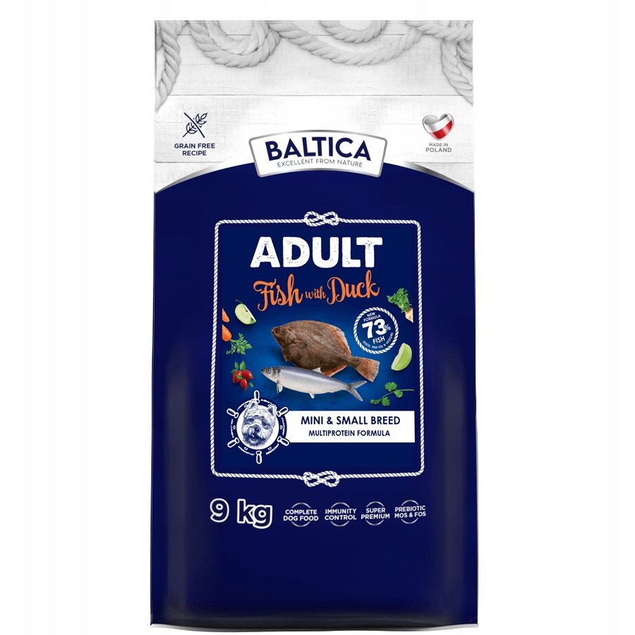 Baltica Adult Fish with Duck XS/S 9kg RYBA MAŁE RASY