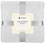 Narzuty - Narzuta na łóżko, pled 200x220 cm dwustronny, tłoczony koc na kanapę jasny popiel zygzak - miniaturka - grafika 1