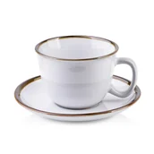 Filiżanki - Lumarko Lumarko Lumarko Cal White Filiżanka 280ml Ze Spodkiem 15cm  biały złoty - miniaturka - grafika 1