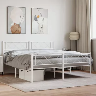 Metalowa rama łóżka z wezgłowiem i zanóżkiem, biała, 140x200 cm Lumarko! - Łóżka Metalowa rama łóżka z wezgłowiem i zanóżkiem, biała, 140x200 cm Lumarko! - Łóżka - miniaturka - grafika 1