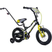 Rowerki trójkołowe - Sun Baby Rowerek dla chłopca 12 cali Tiger Bike z pchaczem czarno - żołto - szary J03.019.1.2 - miniaturka - grafika 1