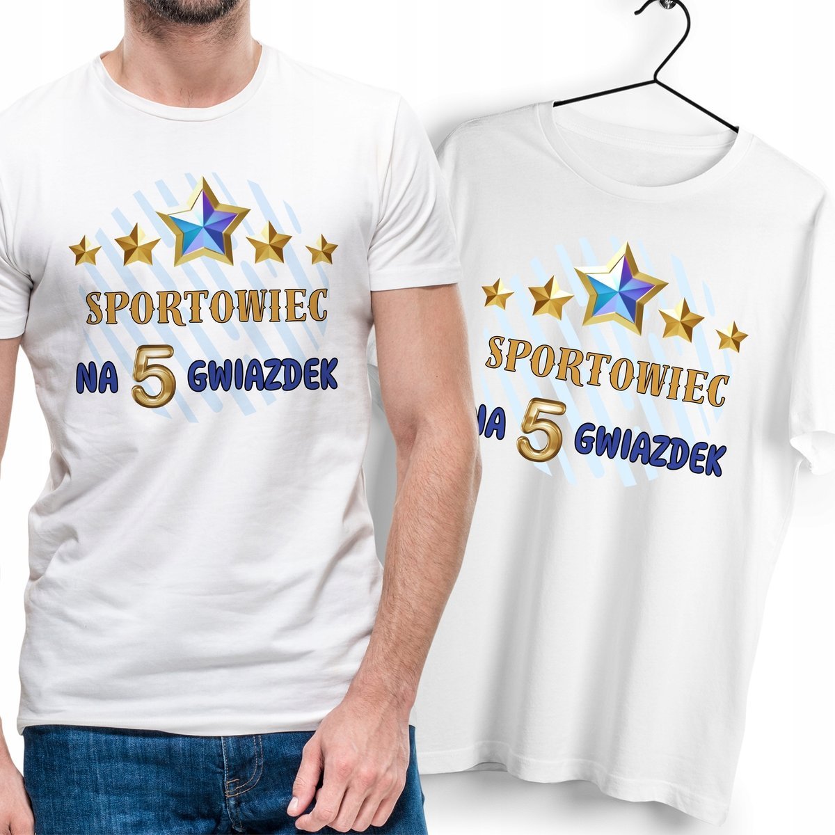 T-Shirt Dla Sportowca biały Na Prezent z Dowolnym Nadrukiem Zdjęciem Gift