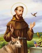 Kolorowanki, wyklejanki - Haft diamentowy św. Franciszek z Asyżu z wilkiem - miniaturka - grafika 1