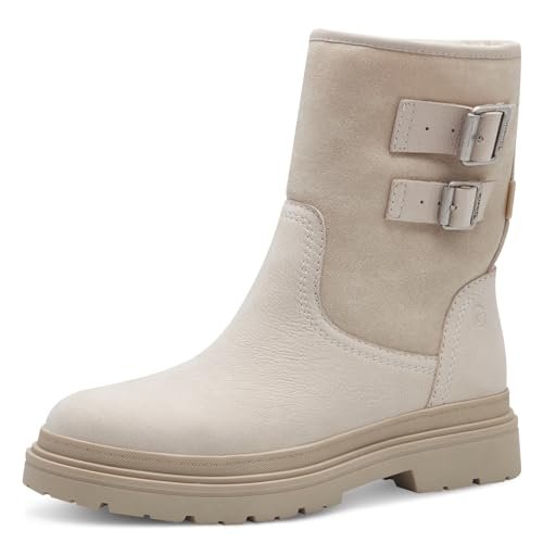 Tamaris Comfort damskie buty z podszewką WarmInsole, Tex i Extra Grip, modne kozaki, kość słoniowa, 37 EU, kość słoniowa, 37 EU
