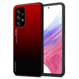 Etui Cadorabo do Samsung Galaxy A53 5G w kolorze CZERWONYM - CZARNYM Dwukolorowe etui ochronne wykonane ze szkła hartowanego i silikonowej nakładki TPU na telefon komórkowy - Etui i futerały do telefonów - miniaturka - grafika 1