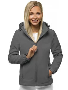 Kurtka softshell damska z kapturem grafitowa OZONEE JS/HH018/2 - Ozonee - Kurtki damskie - miniaturka - grafika 1