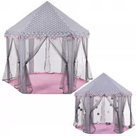 Namioty i tipi dla dzieci - Namiot dla dzieci zamek domek do ogrodu szaro-różowy - miniaturka - grafika 1