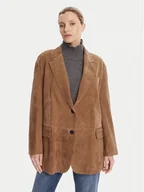 Kurtki damskie - Weekend Max Mara Kurtka skórzana Rolanda 2525446071650 Brązowy Oversize - miniaturka - grafika 1