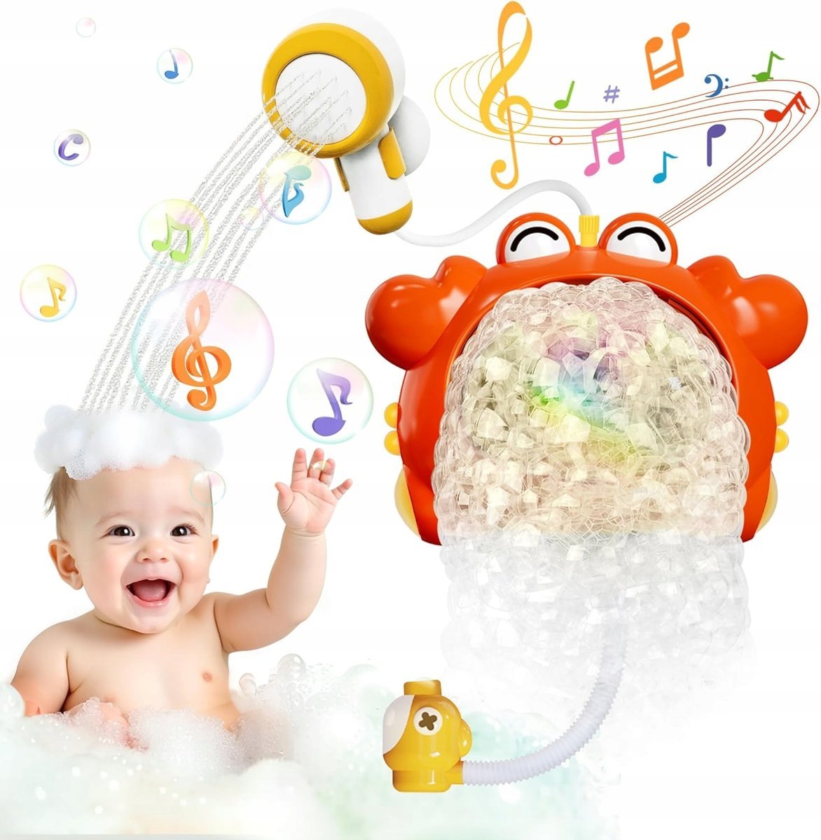 MASZYNKA DO ROBIENIA PIANY BANIEK W WANNIE ZABAWKA DO KĄPIELI KRAB MUZYKA