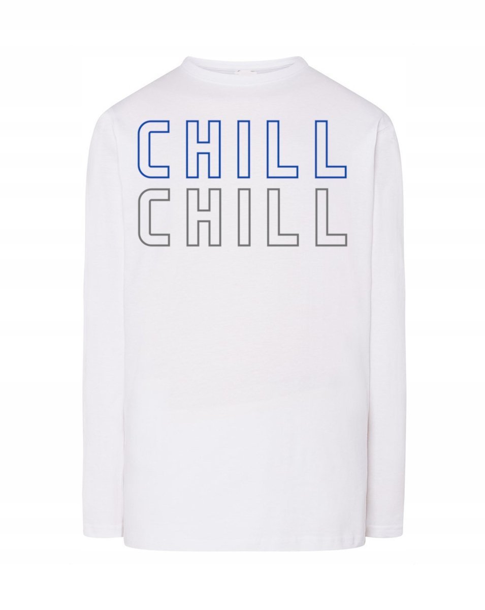 Longsleeve męski fajny nadruk napis CHILL r.XS