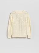 Swetry dla chłopców - Reserved - Bawełniany sweter - złamana biel - miniaturka - grafika 1