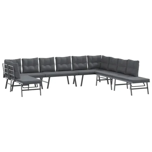 Zestaw mebli ogrodowych czarny, stół 90x45x35 cm, ławki 173x118x76 cm