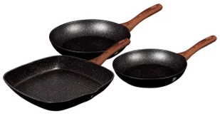 Komplet 3 aluminiowych czarnych patelni Kanop - Zestawy garnków i patelni - miniaturka - grafika 1