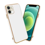 Etui i futerały do telefonów - Pokrowiec Do Apple iPhone 12 MINI Etui w Glossy Biały - Złoto TPU Silikonowe Obudowa Case Cover Cadorabo - miniaturka - grafika 1
