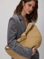 Torebki damskie - Reserved - Pleciona torebka z zamszu - musztardowy - miniaturka - grafika 1