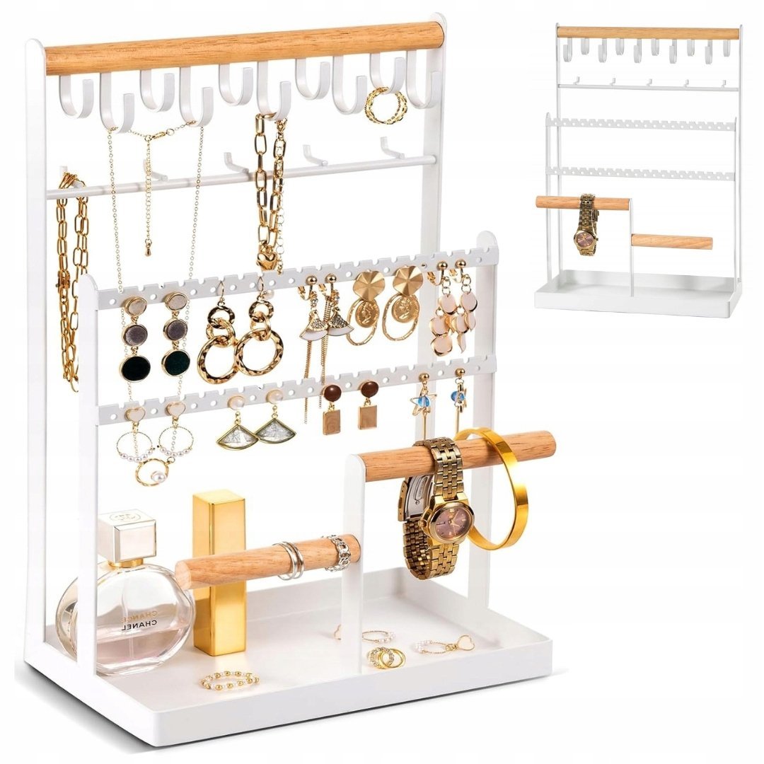 NOWOCZESNY STOJAK NA BIŻUTERIĘ 6 POZIOMÓW 15 HACZYKÓW ORGANIZER PREZENT