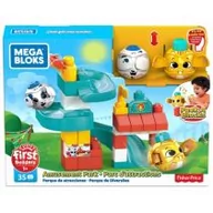 Zabawki interaktywne dla dzieci - Fisher Price Mega Bloks Klocki A kuku Zjeżdżalnia Plac zabaw Zestaw GKX70 - miniaturka - grafika 1