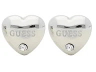 Kolczyki - Kolczyki GUESS serduszka sztyfty z napisem i cyrkonią ozdobną - miniaturka - grafika 1