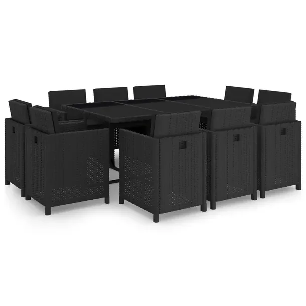 Stylowy zestaw mebli rattanowych czarny, stół 167x109x74 cm, krzesła 52x