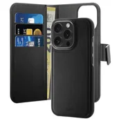Etui i futerały do telefonów - Puro Wallet Detachable MagSafe 2w1 do iPhone 16 Pro Czarny - miniaturka - grafika 1