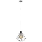 Lampy sufitowe - KET Druciana LAMPA wisząca industrialna OPRAWA metalowy zwis srebrny KET694 - miniaturka - grafika 1