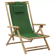 Fotele i krzesła ogrodowe - vidaXL Fotel rozkładany zielony bambus i tkanina 313027 - miniaturka - grafika 1