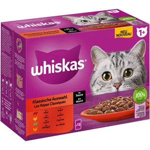 Whiskas 1+ Adult, saszetki, 12 x 85 g - Wybór dań klasycznych w sosie - Mokra karma dla kotów - miniaturka - grafika 1