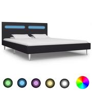 Łóżka - vidaXL Rama łóżka z LED, czarna, tapicerowana tkaniną, 180 x 200 cm - miniaturka - grafika 1