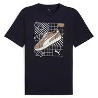 Koszulki męskie - Koszulka męska Puma 68483016 GRAPHICS Sneaker New Navy Niebieska - miniaturka - grafika 1