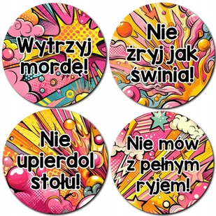 PODKŁADKA POD KUBEK ŚMIESZNY prezent dla dorosłych Z PRZEKLEŃSTWAMI 4 szt - Obrusy i serwetki - miniaturka - grafika 1