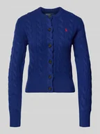 Swetry damskie - Kardigan z mieszanki wełny i kaszmiru z wyhaftowanym logo - miniaturka - grafika 1