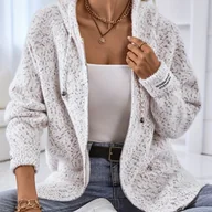 Bluzy damskie - TEMU Jesień- Damska Bluza Z Kapturem Na Zamek, Modna Elegancka Luźna Długa Bluza Z Kapturem - miniaturka - grafika 1