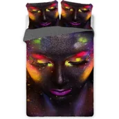 Pościel dla dzieci - Pościel Perkal 160x200 2x70x80 Twarz Neonowy Nadruk Premium Na Zamek - miniaturka - grafika 1