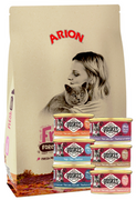 Sucha karma dla kotów - ARION Fresh Adult Cat Sensitive 12kg+ Voskes karma mokra 85gx6szt GRATIS!!! - miniaturka - grafika 1