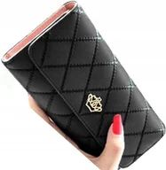 Portfele - Elegancki Portfel damski na zatrzask skórzany DUŻY - miniaturka - grafika 1