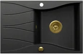 Zlewozmywaki - Zlewozmywak granitowy Kernau KGSO 6078 1B1D Deep Black + Gold Metallic - miniaturka - grafika 1