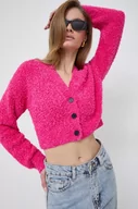 Swetry damskie - Karl Lagerfeld kardigan damski kolor różowy - miniaturka - grafika 1